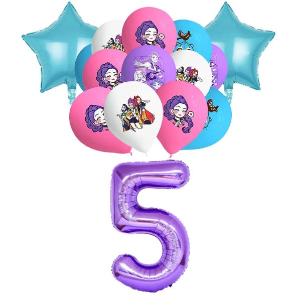 Set ballons chiffre 5 anniversaire Huntrix - Saja-Boys.fr