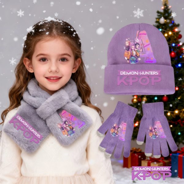 Set Hiver Huntrix – Bonnet Gants Tour de Cou Personnalisé
