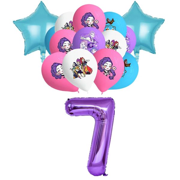 Set ballons chiffre 7 anniversaire Huntrix - Saja-Boys.fr