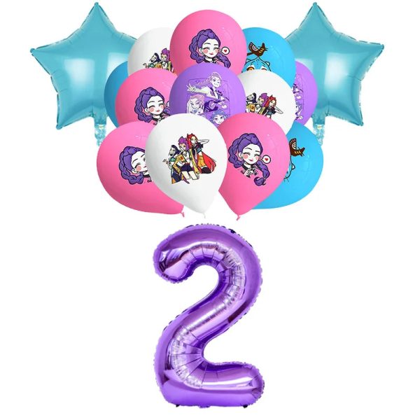 Set ballons chiffre 2 anniversaire Huntrix - Saja-Boys.fr