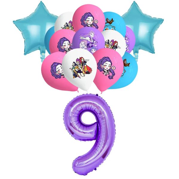 Set ballons chiffre 9 anniversaire Huntrix - Saja-Boys.fr